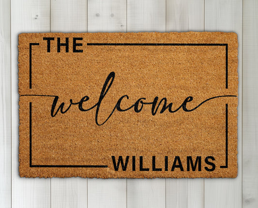 Personalized Last Name Doormat, Custom Front Door Entryway Rug