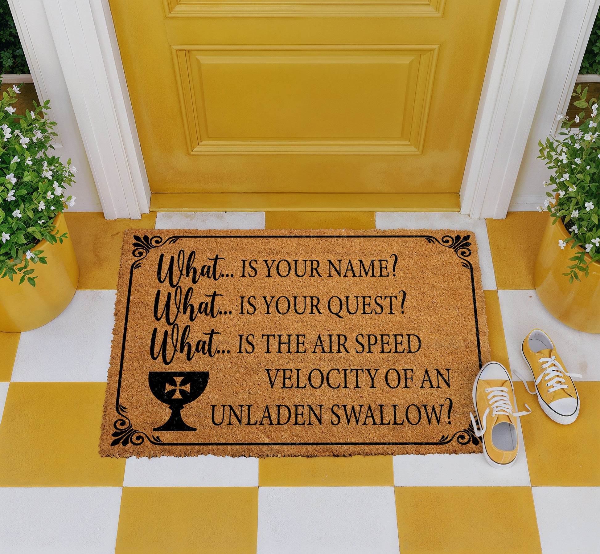 Decorate with Personality: Unladen Swallow, Bridge Of Death Welcome Mat