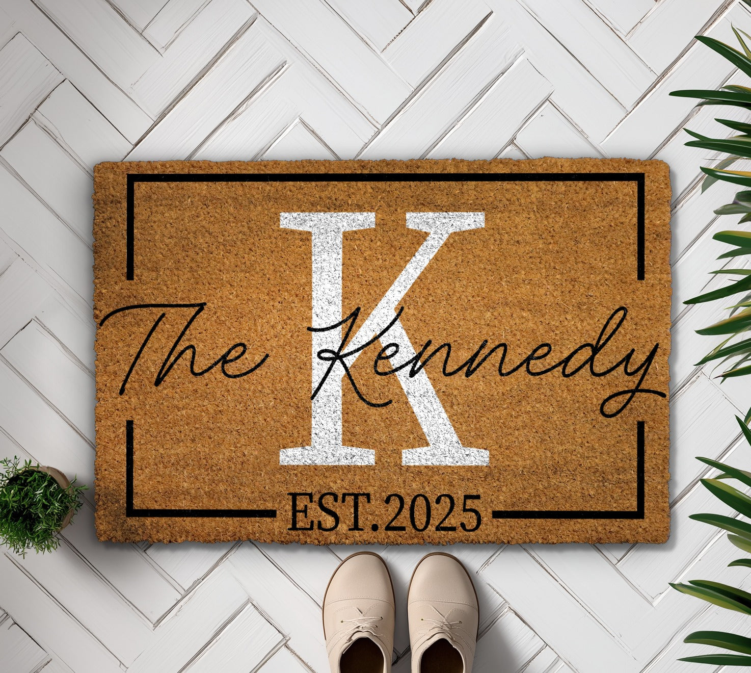 Custom Family Name Welcome Mat, Personalized Last Name & Est. Year
