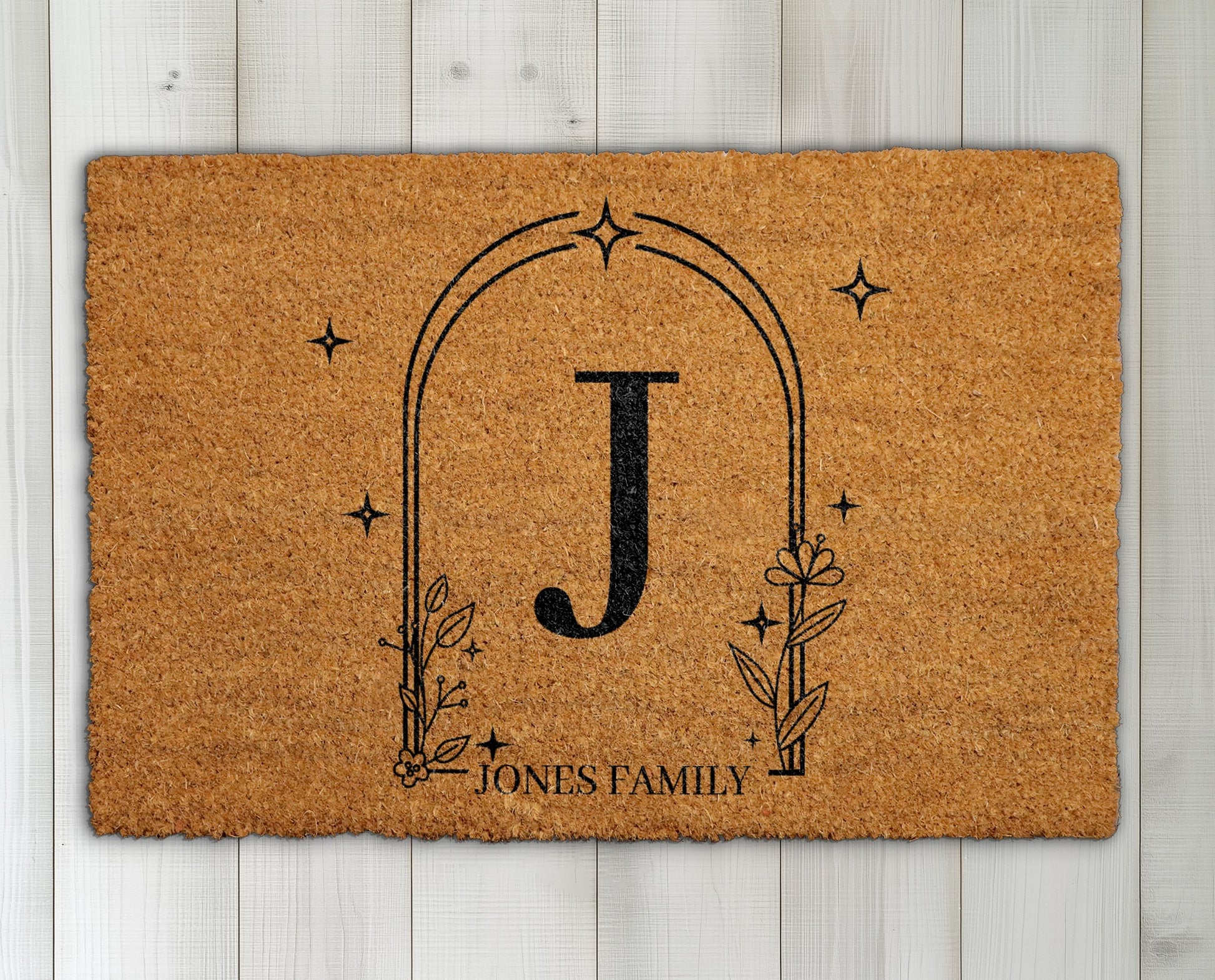Personalized Initial & Last Name Welcome Mat, Modern & Elegant Decor