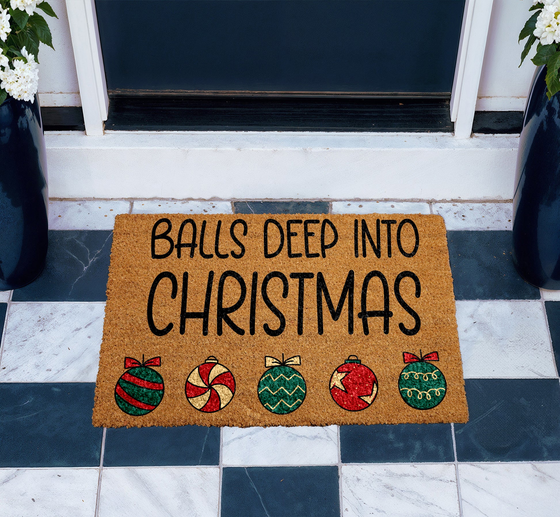 Boldly Welcome Guests with Hilarious Christmas Doormat, Adult Humor