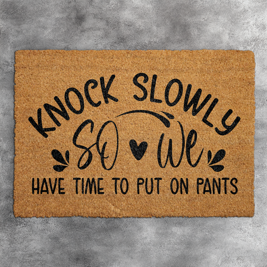 Knock Slowly, Smile: Humorous Doormat for a Sarcastic Welcome!