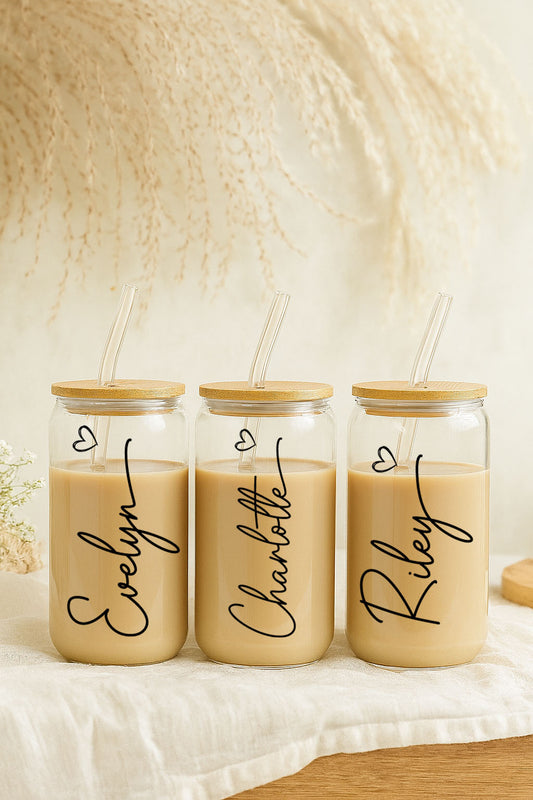 Personalized Glass Tumbler with Heart, Ideal Mother's Day Gift