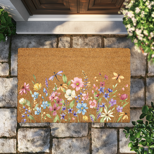 Floral Welcome Doormat: Elegant Flower Entryway Mat for Wedding Gift