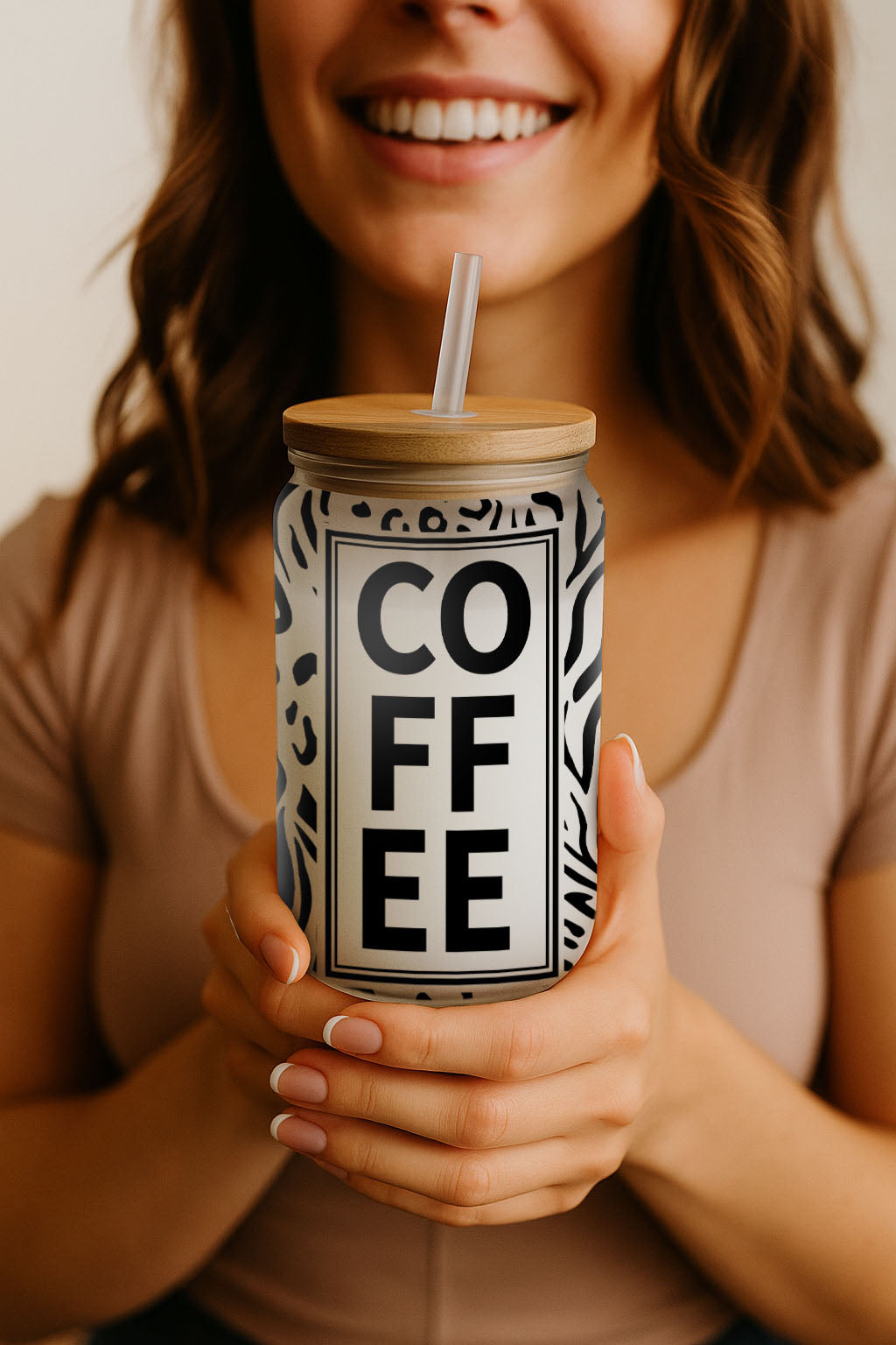 Animal Stripes Glass Can, Coffee Tumbler, Office Glassware Gift Set