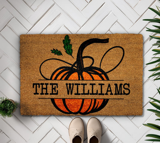 Custom Pumpkin Family Doormat: Fall Home Decor & Housewarming Gift