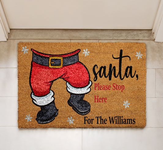 Spread Holiday Cheer with Custom Christmas Doormat, Personalized Santa Welcome Mat