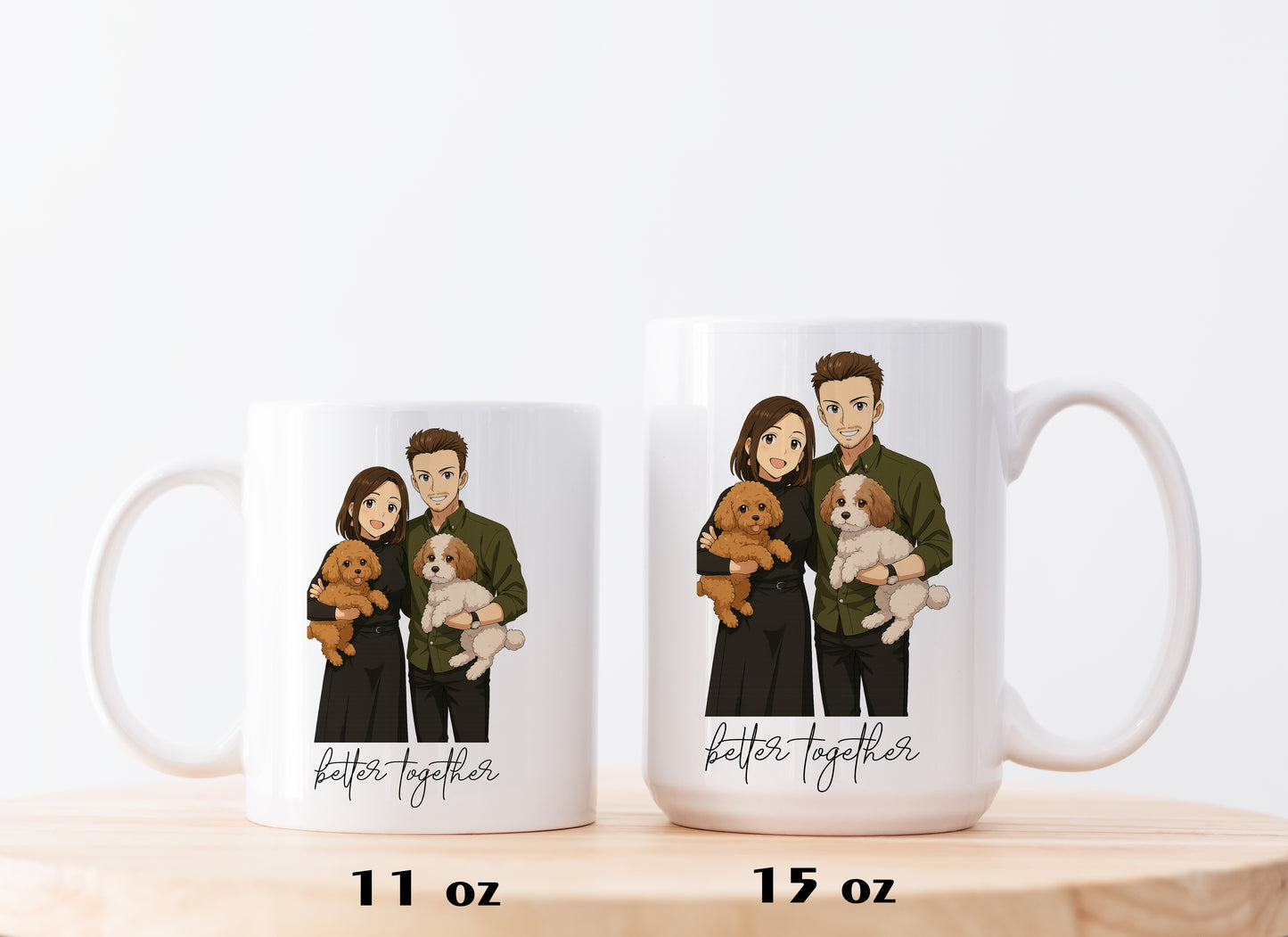 Custom Anime Photo Mug, Personalized Family Cartoon Ceramic Tea Cup
