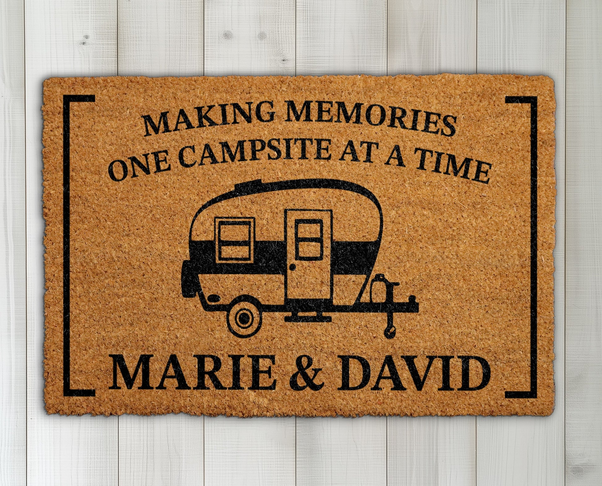 Personalized Couples RV Mat: Making Memories, Camping Family Glamping Decor