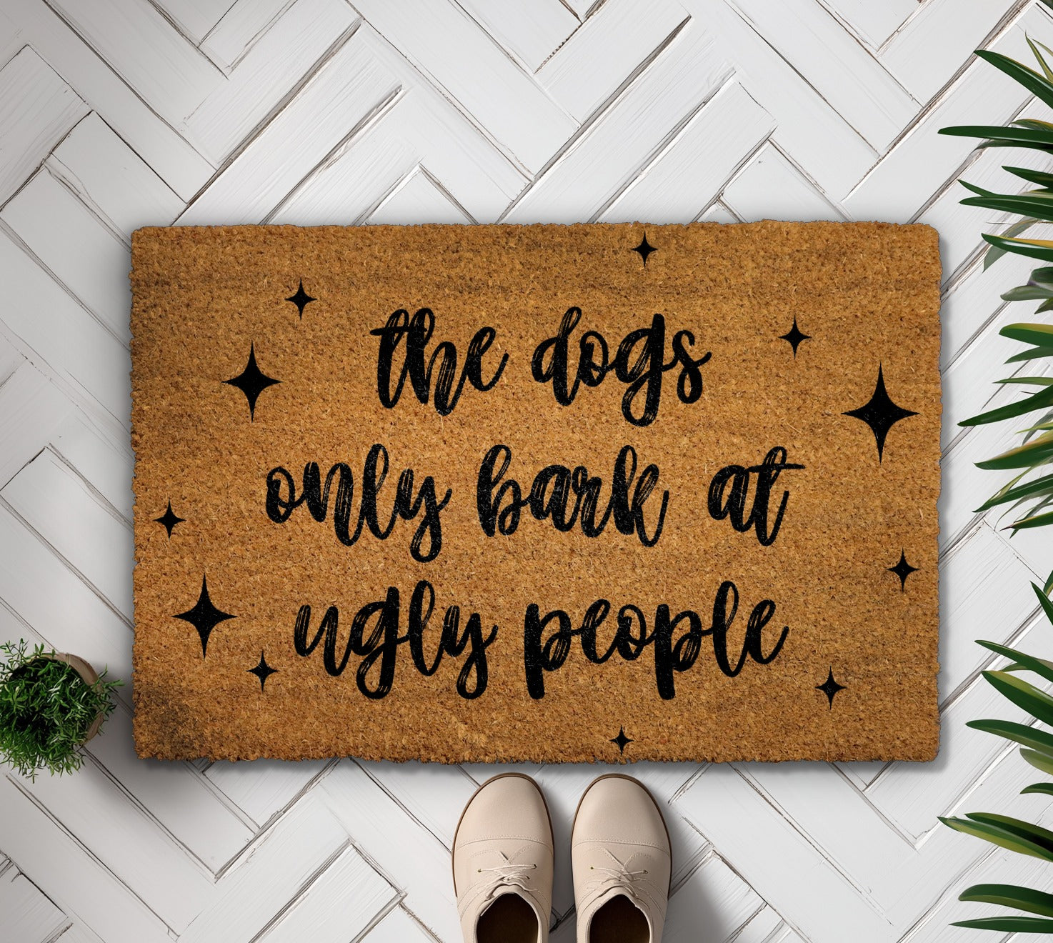 Rude Humor Welcome Mat, Funny Dog Doormat for Front Porch