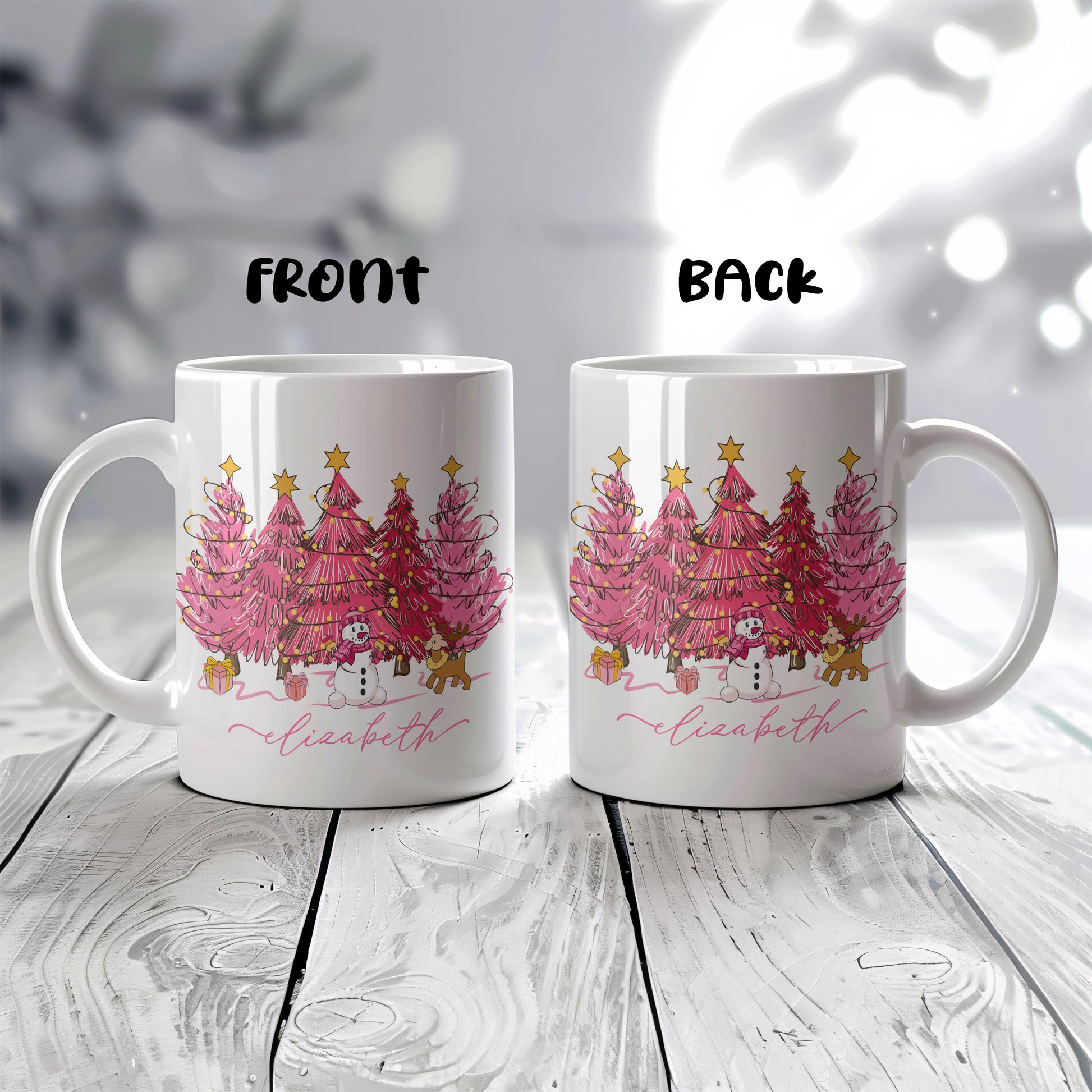 Customizable Christmas Tree Ceramic Cup, Cozy Coffee Mug, Hostess Gift