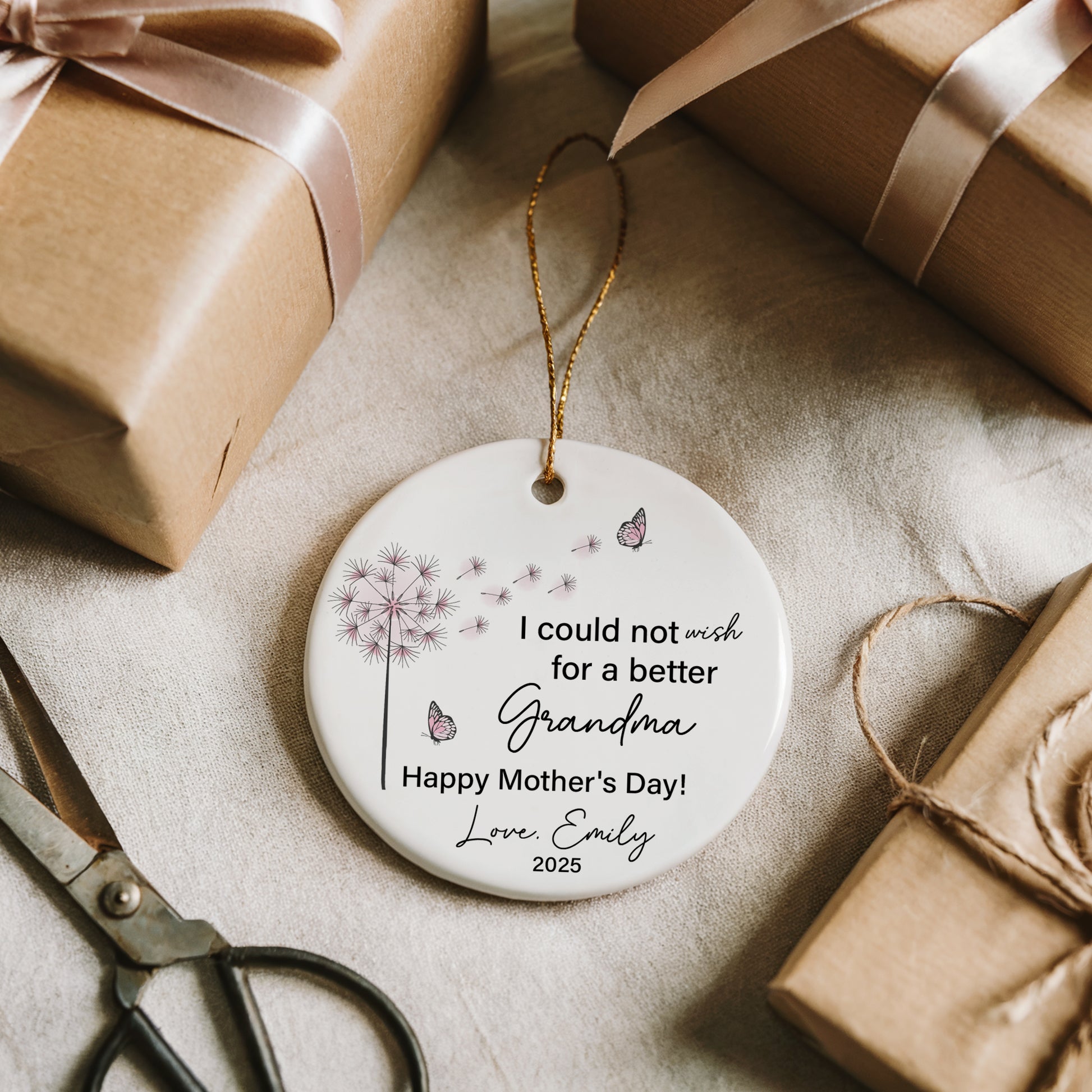 Personalized Floral Grandma Ornaments, New Granny Ceramic Keepsake Gift