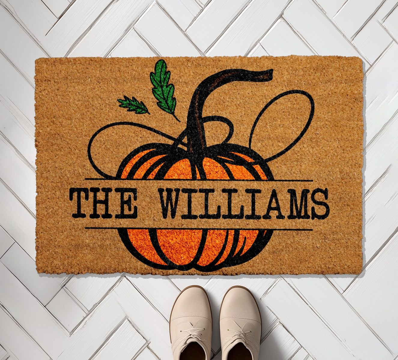 Custom Pumpkin Family Doormat: Fall Home Decor & Housewarming Gift