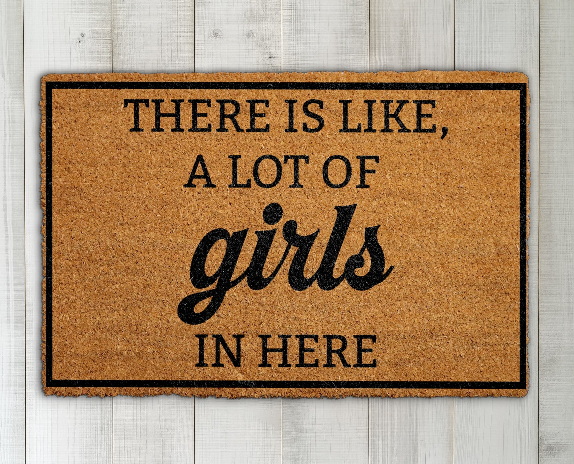 Custom Funny Girls Welcome Mat, Humorous Housewarming Entrance Gift