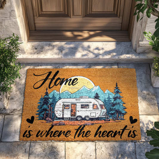 Mountain Landscape Rug, Welcome Home Doormat for RV Travel Lover