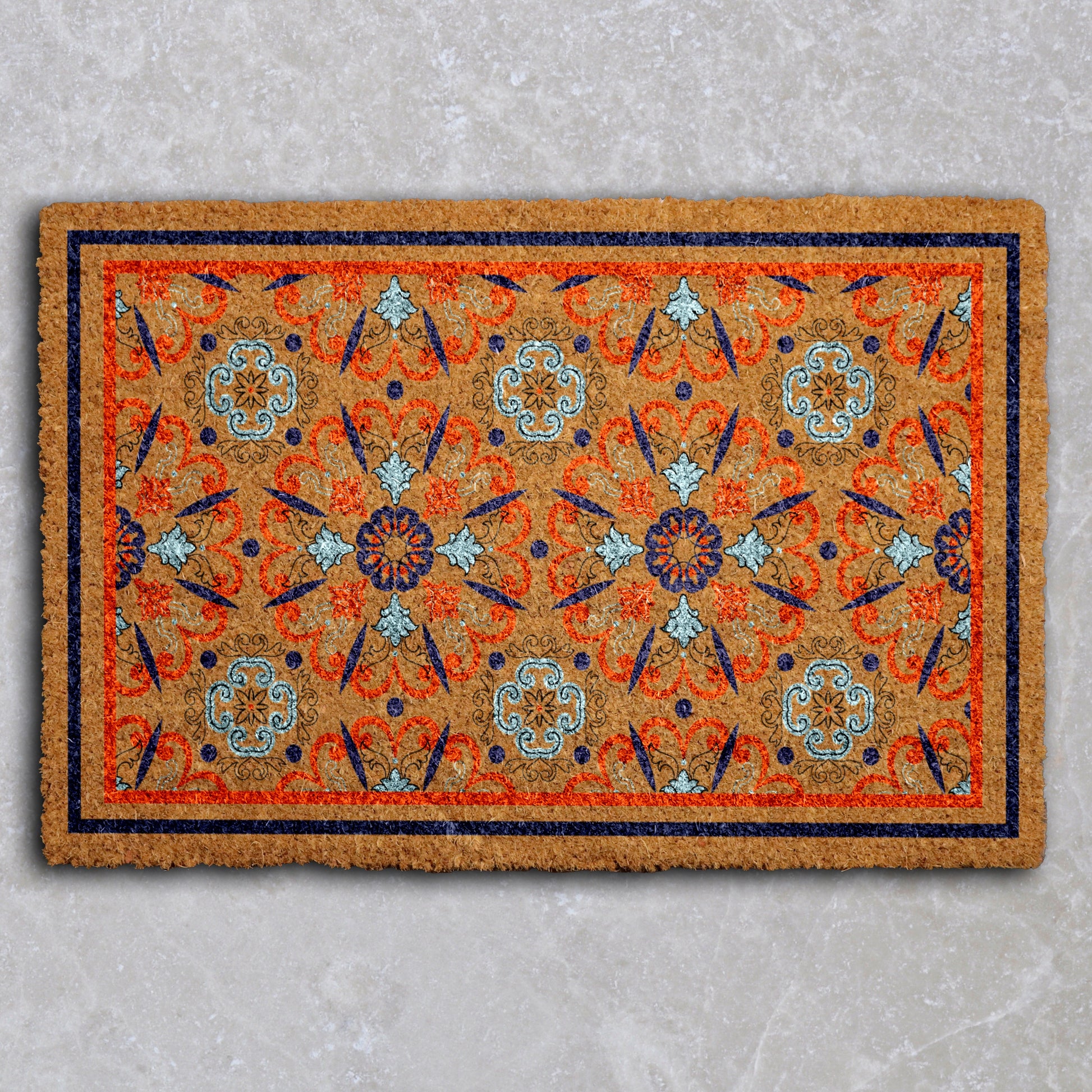 Boho Chic Moroccan Doormat, Rustic Geometric Housewarming Gift, Front Porch