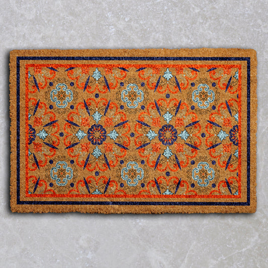 Boho Chic Moroccan Doormat, Rustic Geometric Housewarming Gift, Front Porch