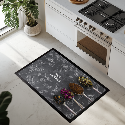 Printed Spices, Herbs & Spoon Design Kitchen Mat, Non-Slip