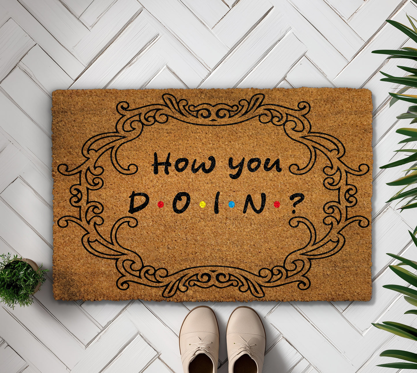 How You Doin' Doormat, Funny TV Show Inspired Coir Rug