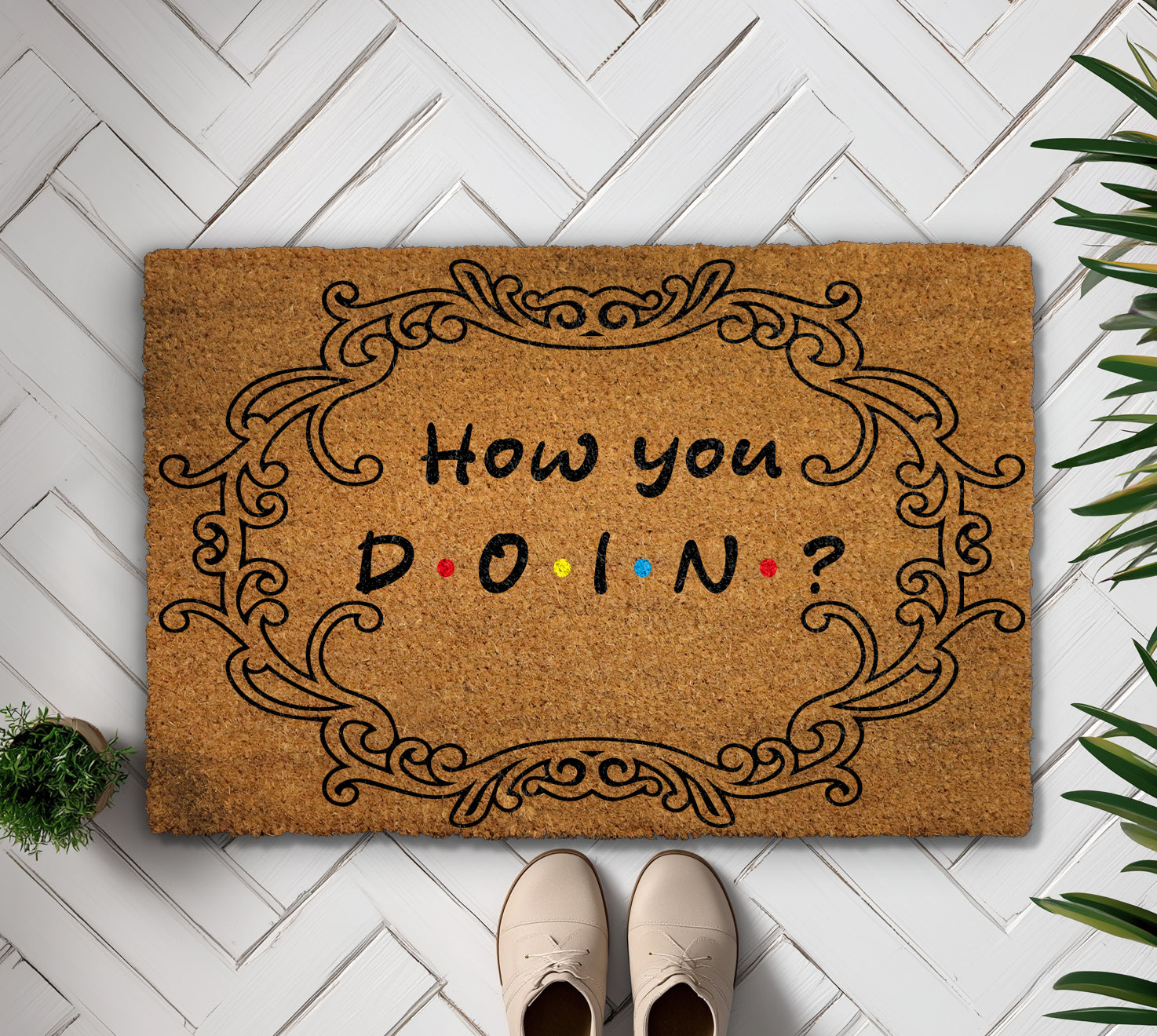 How You Doin' Doormat, Funny TV Show Inspired Coir Rug
