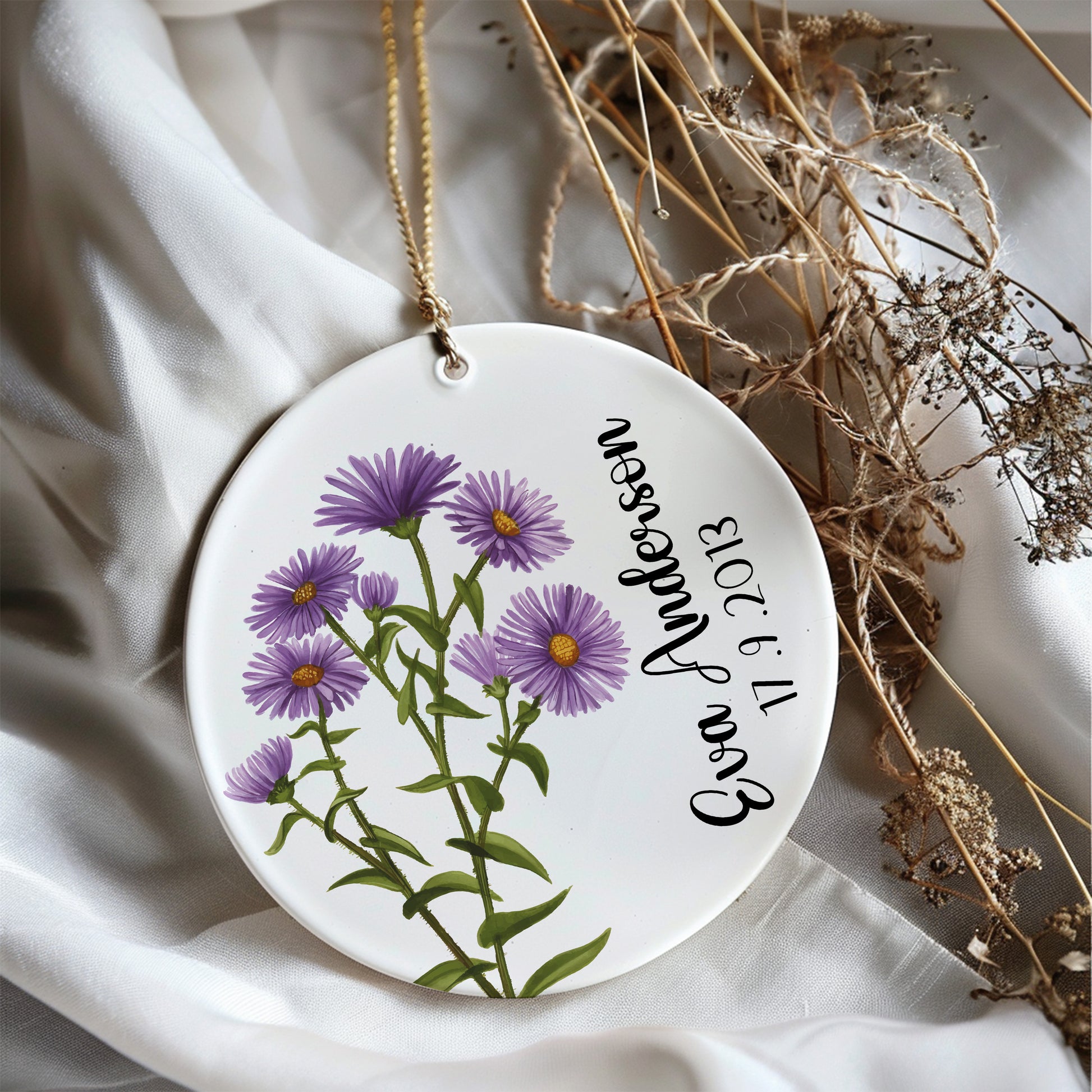 Custom Birth Month Flower Ornament, Personalized Ceramic Keepsake & More