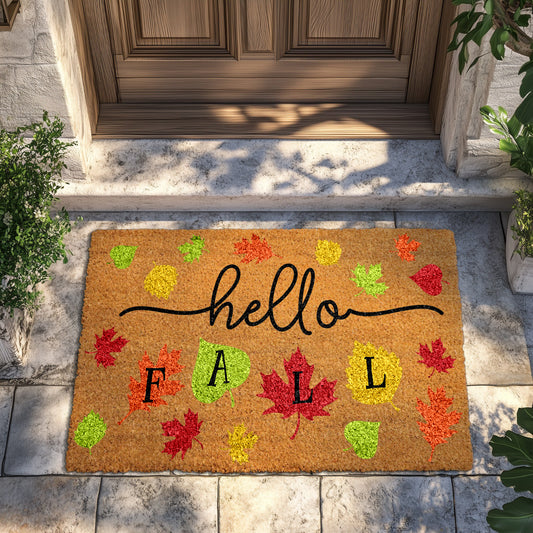Autumn Welcome Mat, Thanksgiving Housewarming Gift, Fall Harvest Coco Rug