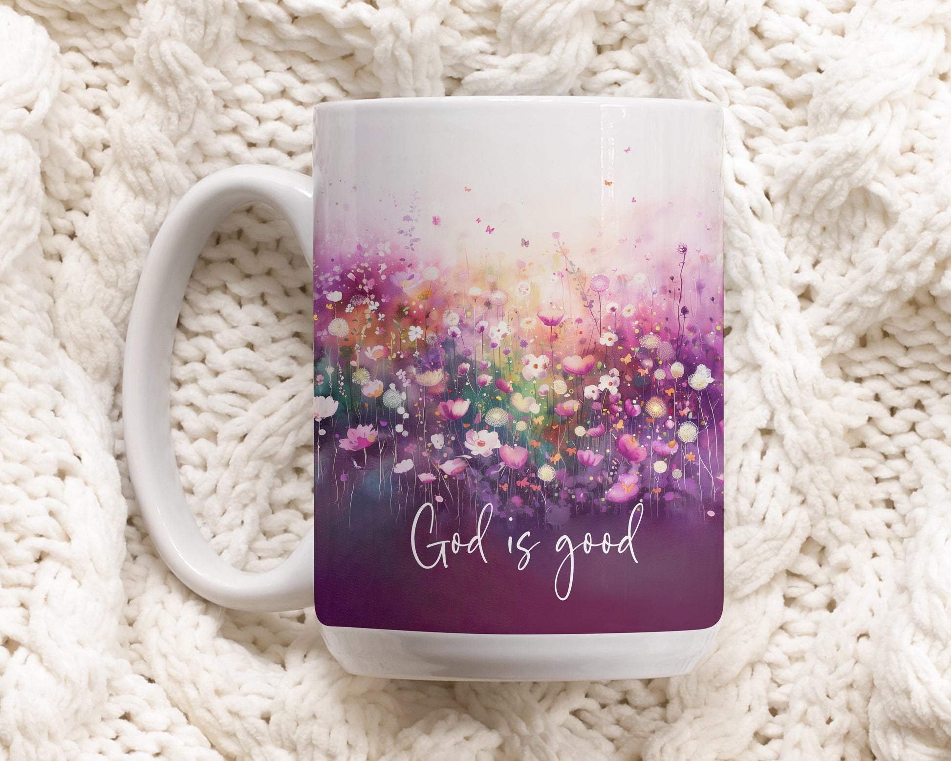 Wildflower Christian Mug, Floral Inspirational Cup, God Is Good