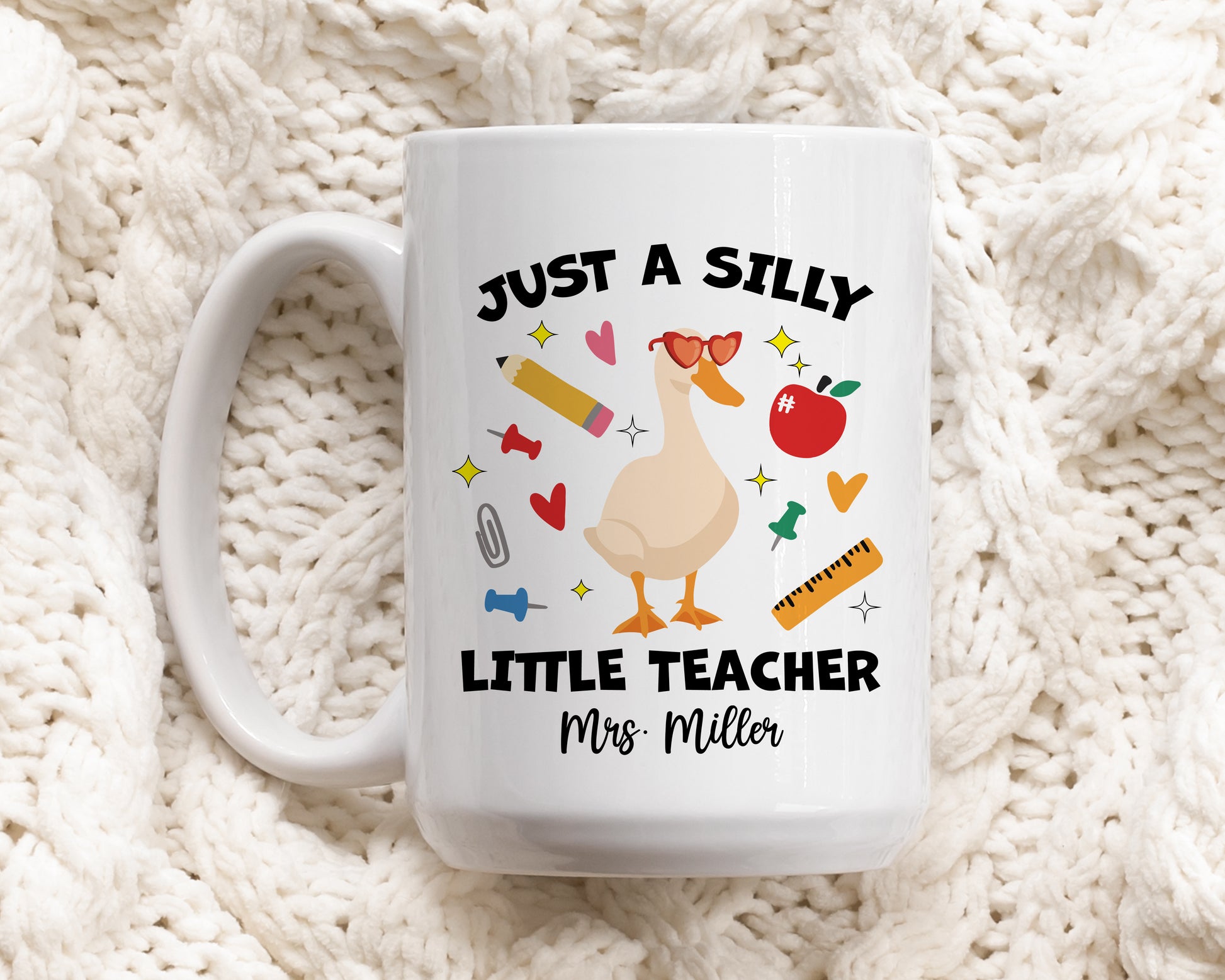 Quirky Teacher Duck Mug: Custom Name Cup for Educators,Educational Gift