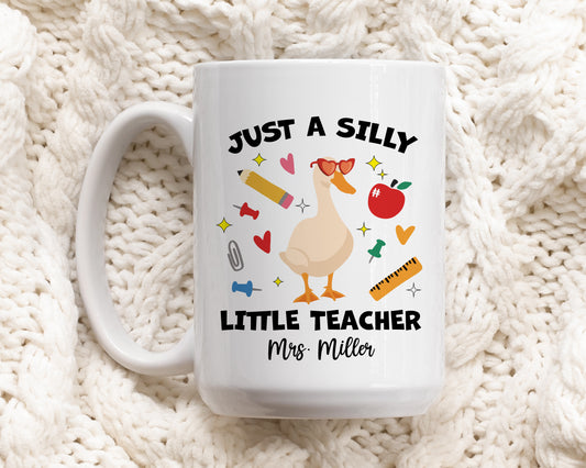 Quirky Teacher Duck Mug: Custom Name Cup for Educators,Educational Gift