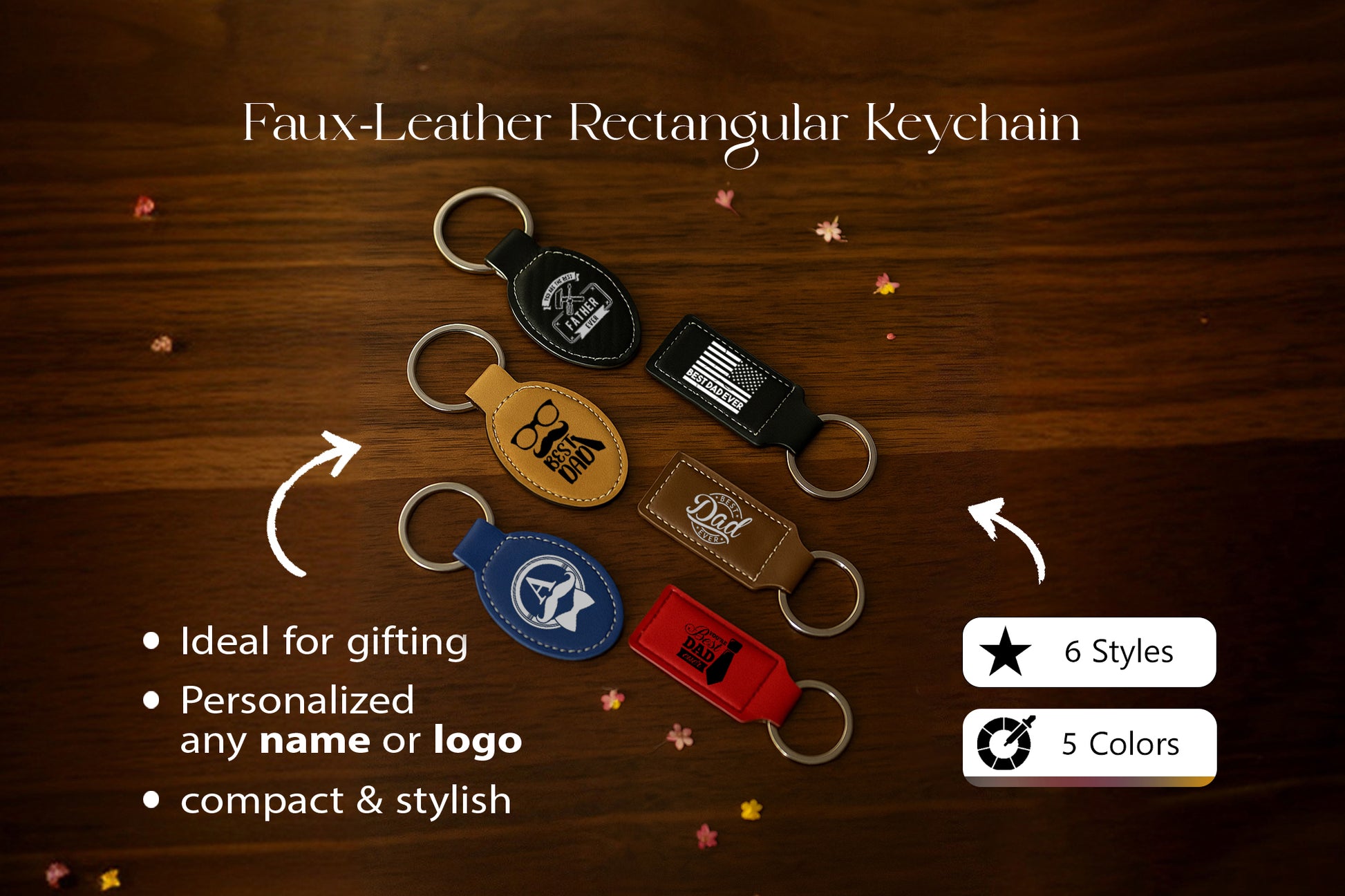 Custom Engraved Leather Keychain, Best Dad Ever Gift, Coolest Husband