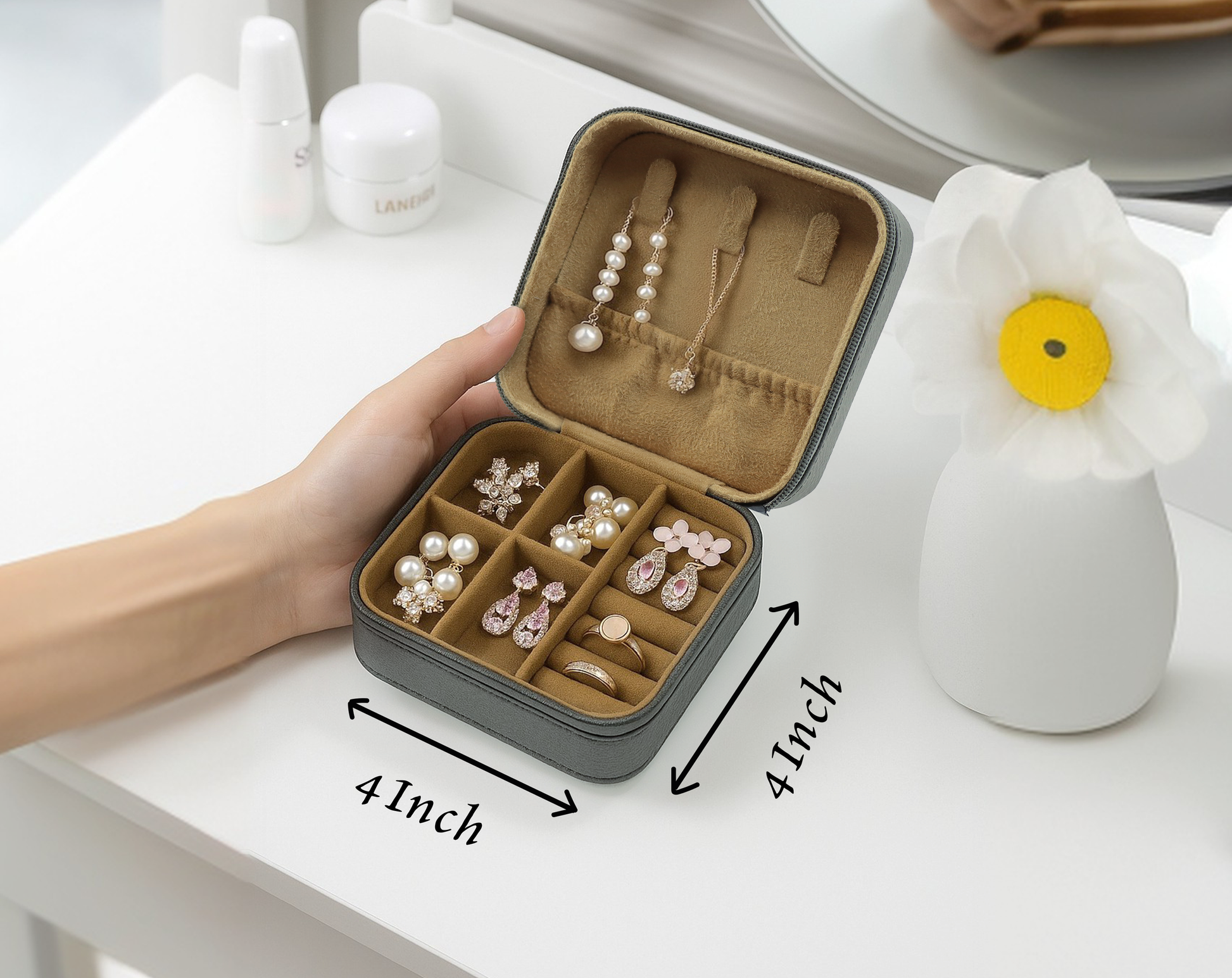 Zodiac Sign Jewelry Box, Travel Organizer - Engraved Vegan Leatherette
