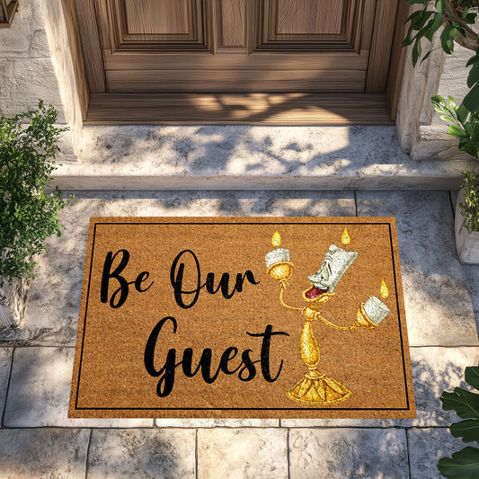 Disney Beauty And The Beast Welcome Mat, Lumiere Front Porch Decor