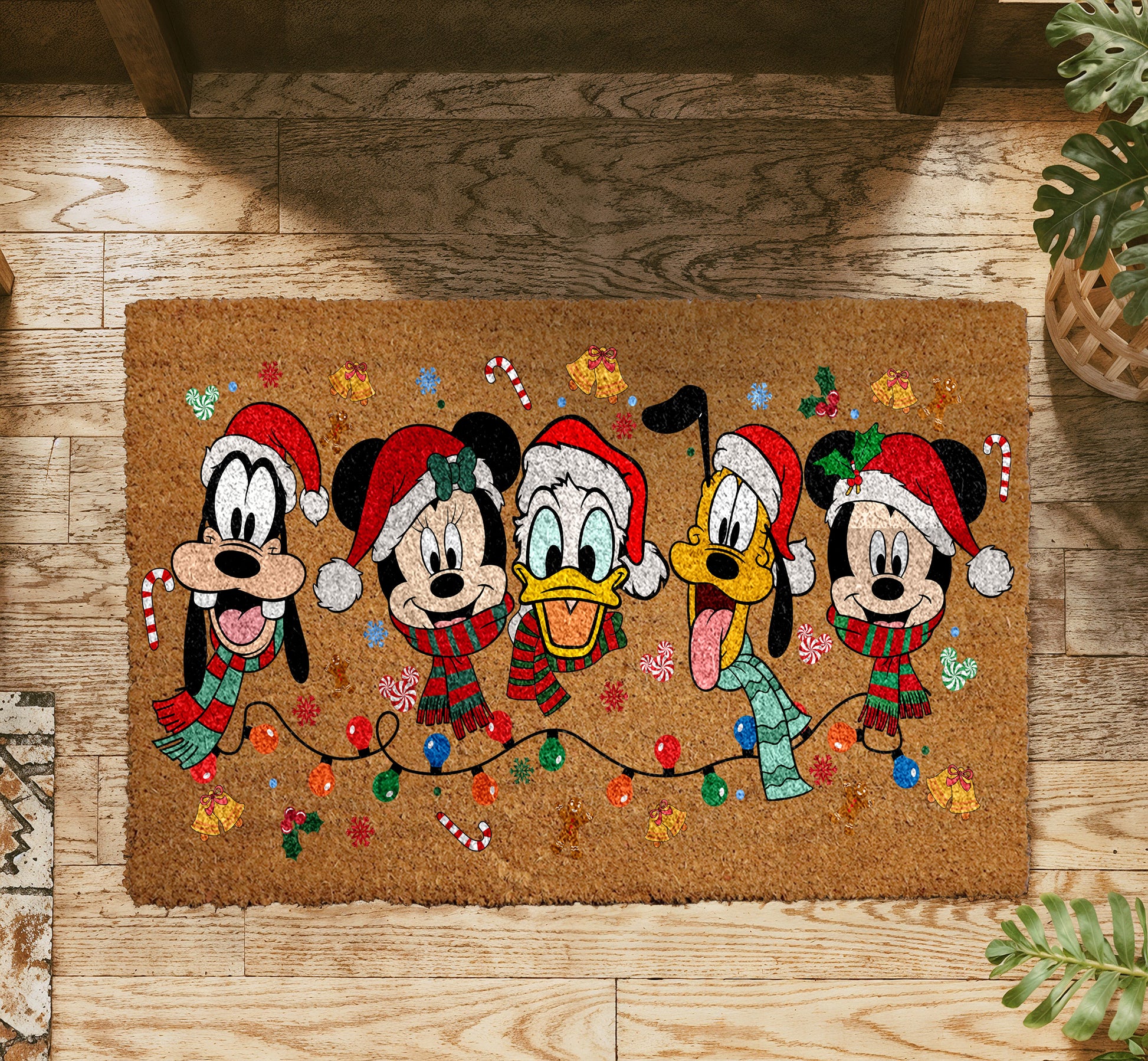Disney Christmas Doormat, Festive Welcome Mat for Magical Home