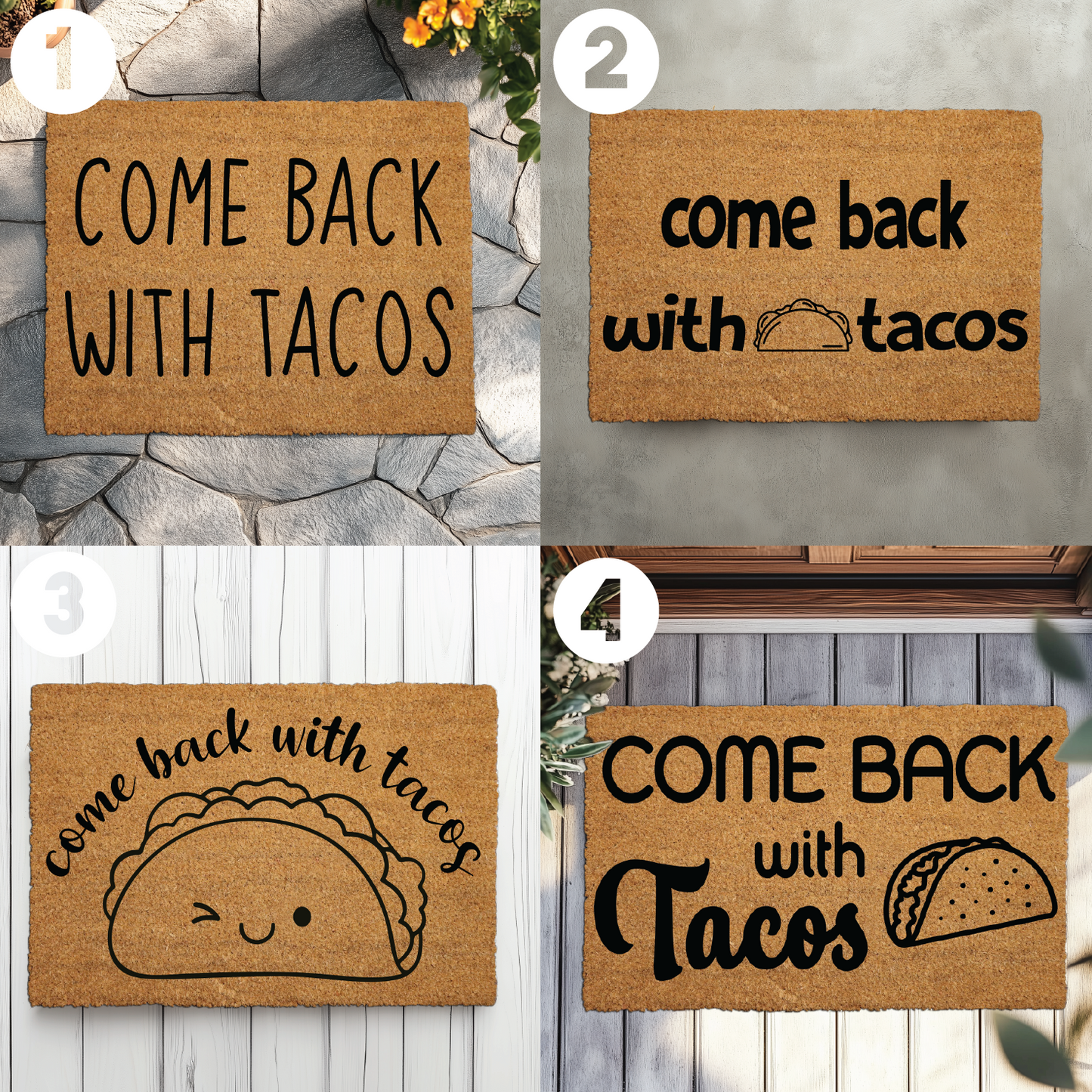 Sarcastic Farmhouse Doormat: Welcome Home with Tacos, Patio Ready