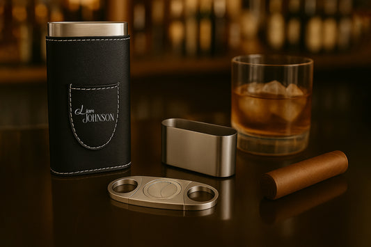 Custom Cigar Case With Cutter, Engraved Gift for Groomsmen