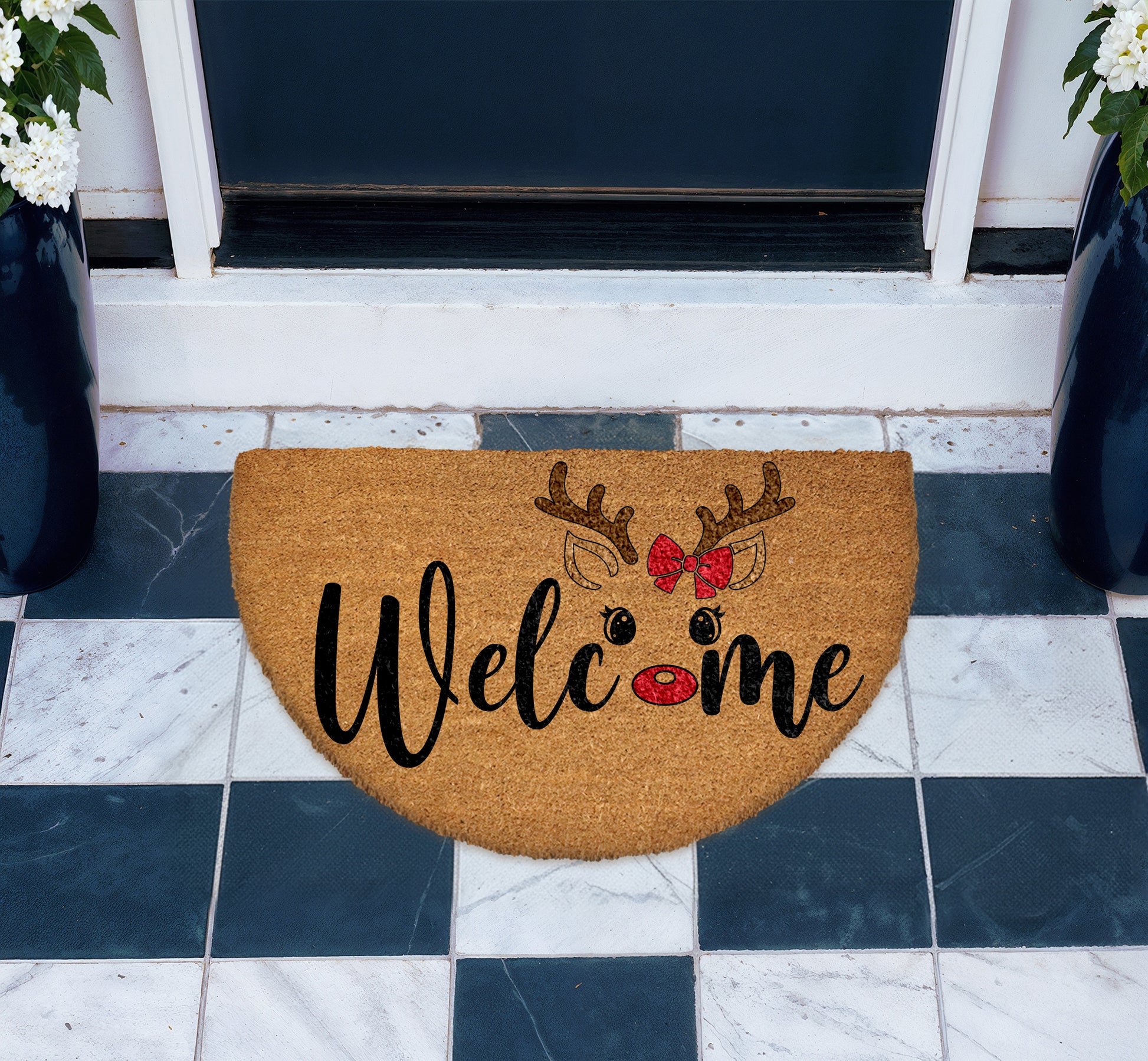Festive Reindeer Doormat: Christmas Cheer for Your Home!