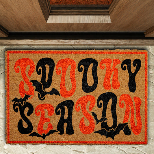Spooky Season Welcome Mat, Funny Bats Fall Doormat, Halloween Rug