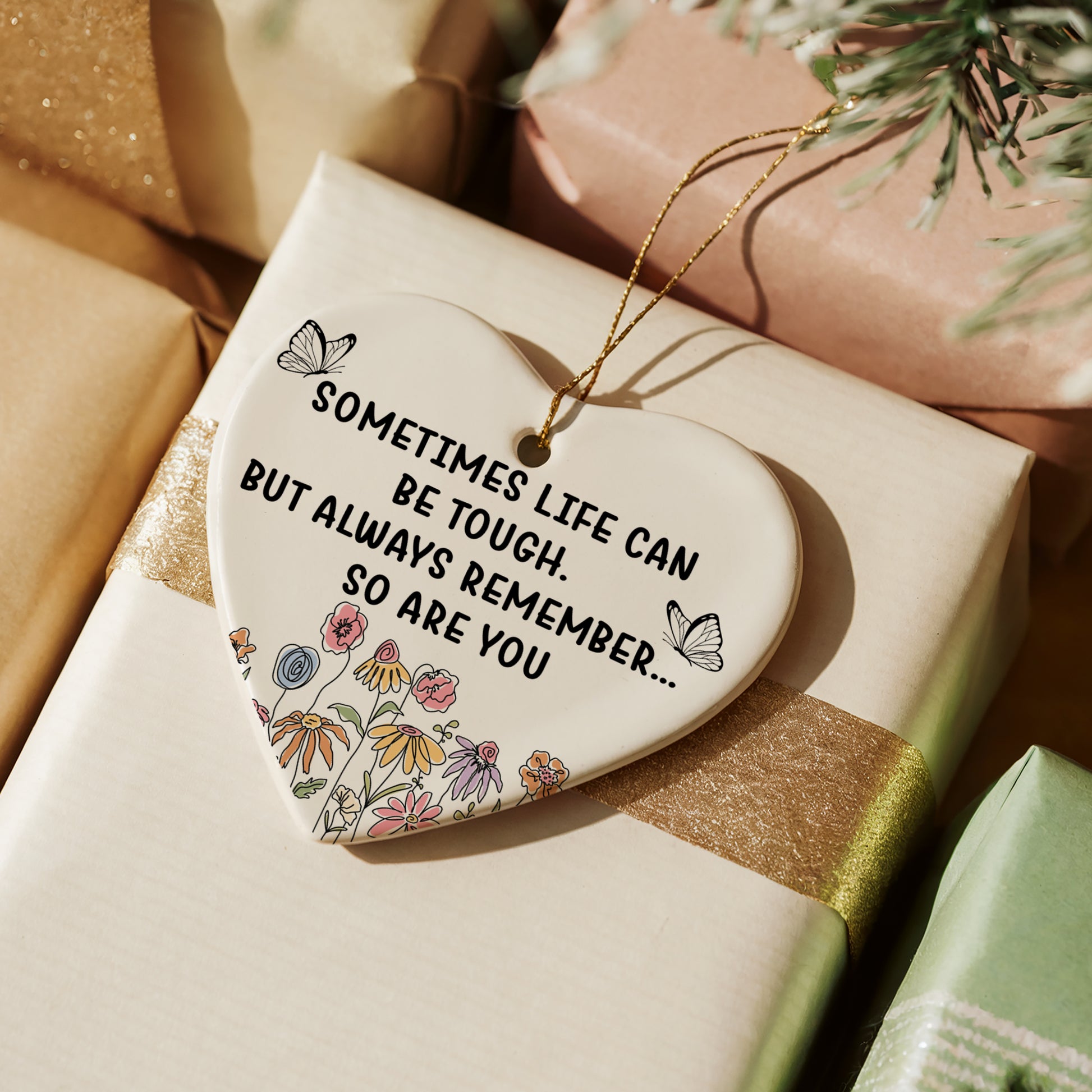 Floral Empowering Keepsake, Cute Confidence Boost Ceramic Ornament Gift