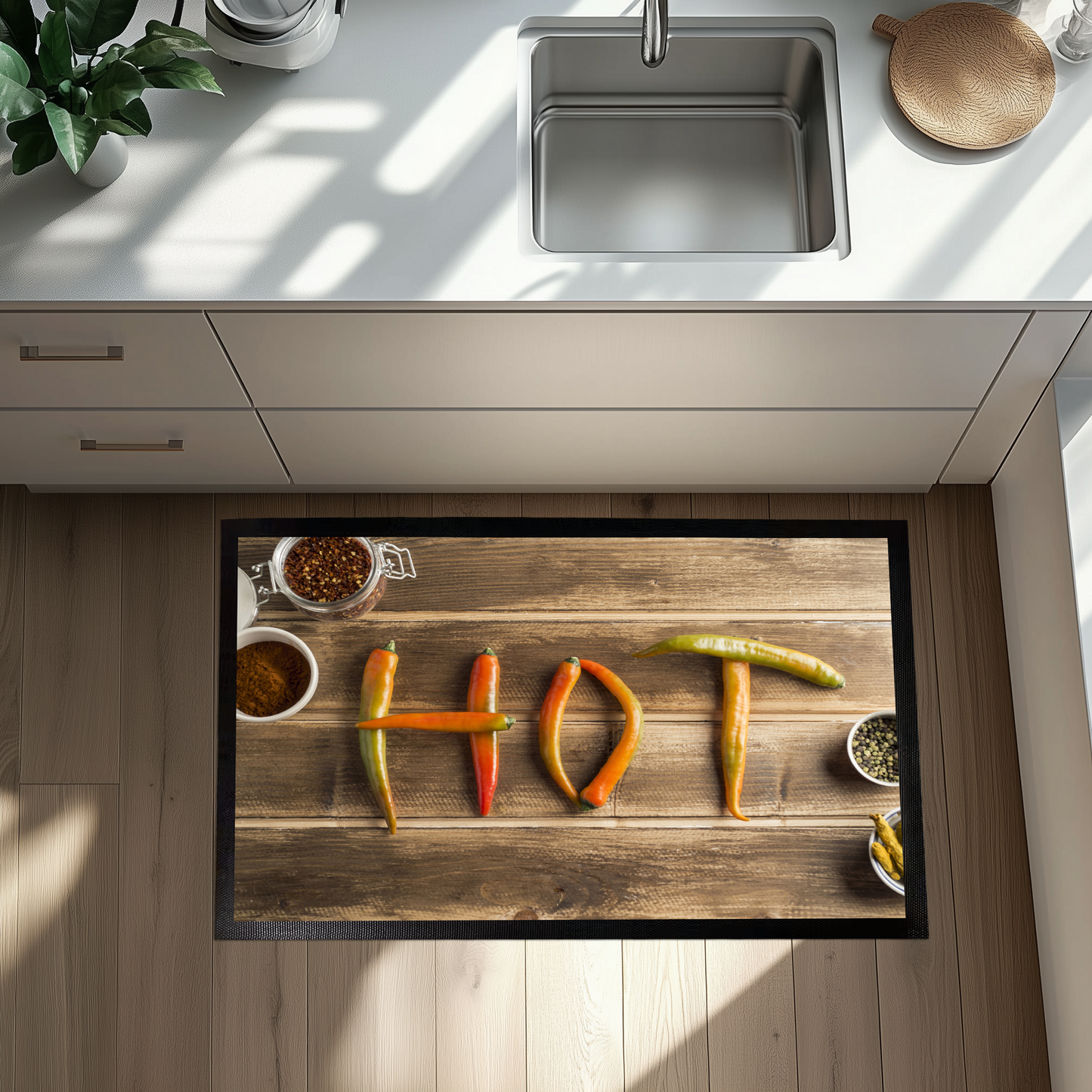 Spicy Chili Print Rug: Hot Kitchen Decor for Farmhouse Cooking