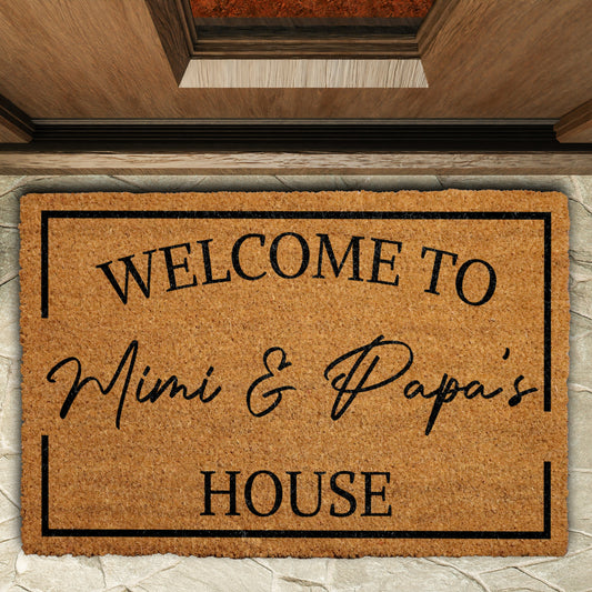 Personalized Grandparents Welcome Mat, Custom Family Door Mat, Housewarming Gift