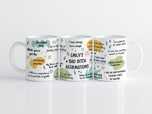 Custom Name Bad Bitch Coffee Mug, Motivation Swearing Cup