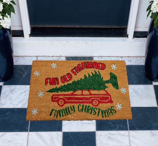 Rustic Christmas Doormat, Festive Welcome Mat for Cozy Holiday Decor