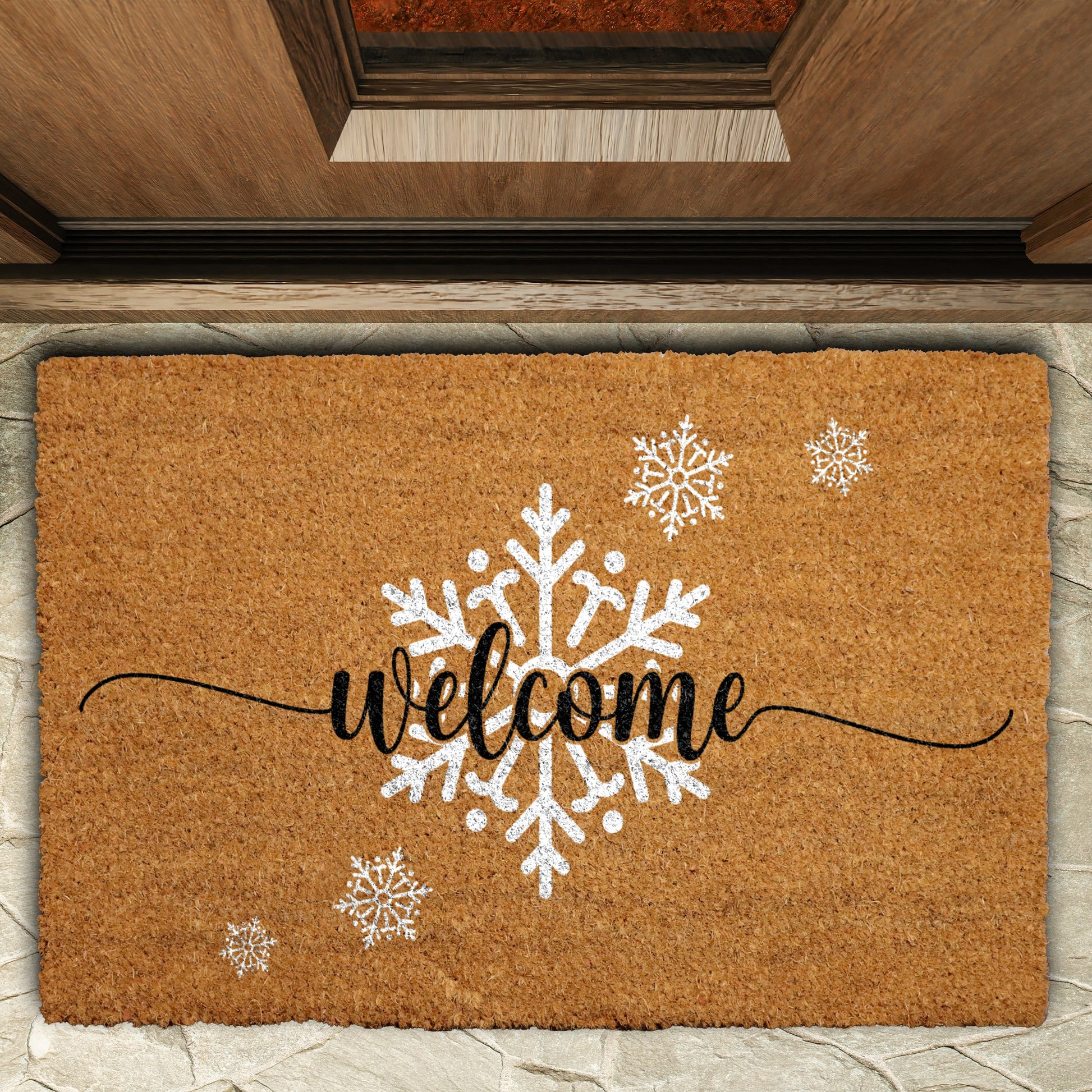 Snowflake Welcome Doormat: Festive Front Porch Decor, Cozy Housewarming Gift