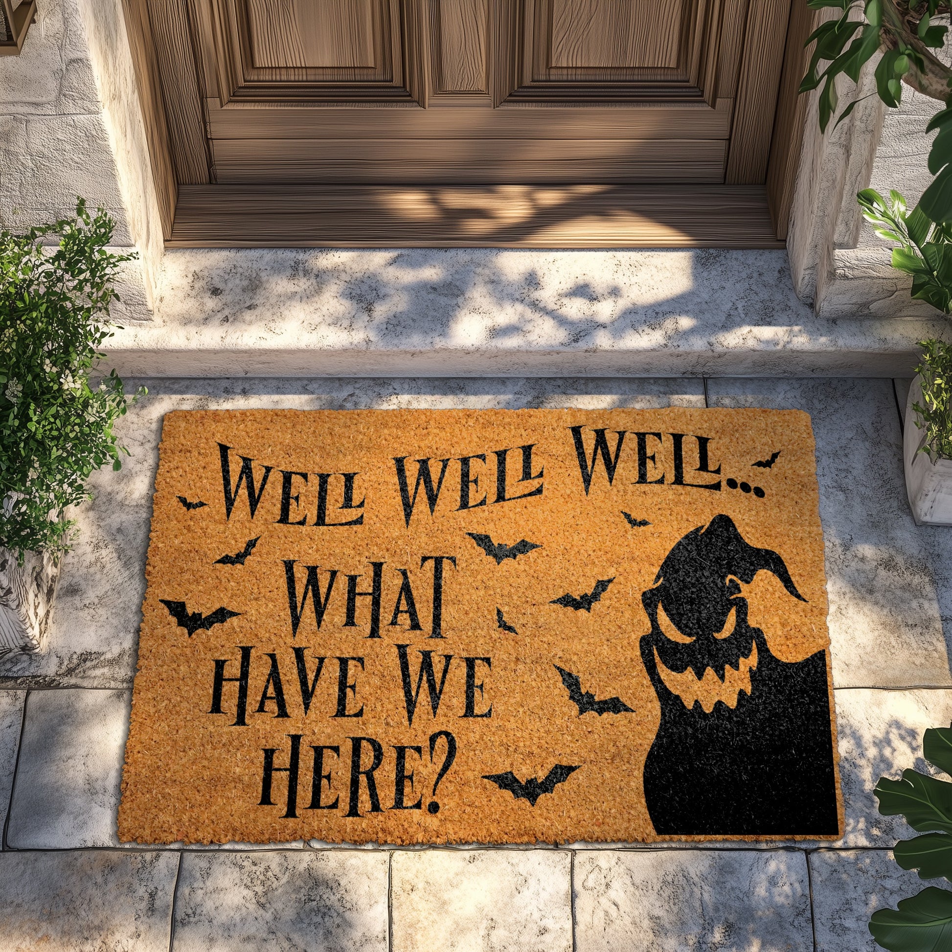 Spooky Bat Porch Rug, Nightmare Inspired Coir Mat for Halloween