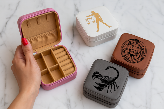 Personalized Zodiac Jewelry Box, Engraved Travel Organizer for Women