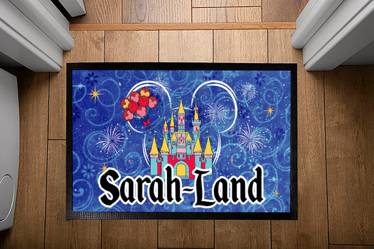 Create a magical entrance with Personalized Disneyland Kids Room Doormat.
