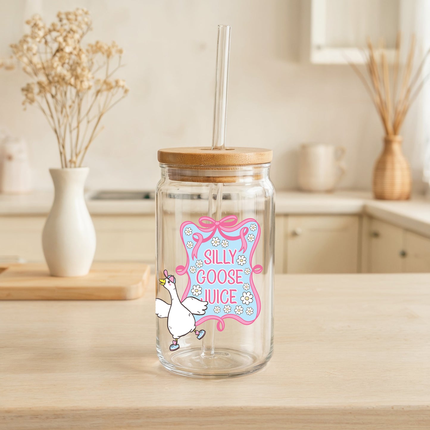 Sarcastic Goose Glass Tumbler, Cute & Funny Drinkware Gift