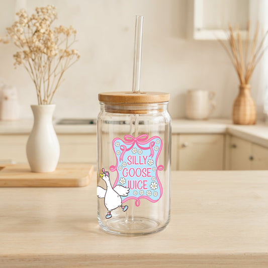 Sarcastic Goose Glass Tumbler, Cute & Funny Drinkware Gift