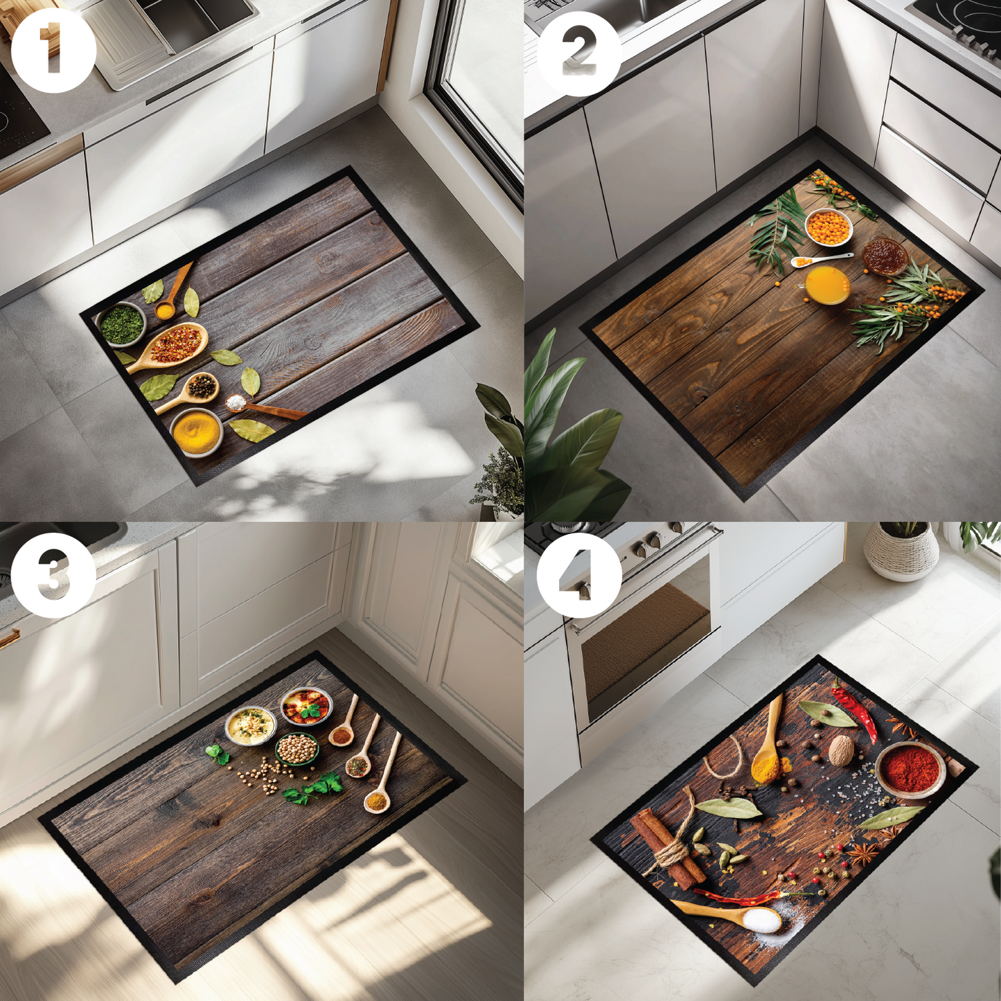Spice up your kitchen with Chef's printed herb floor mat.