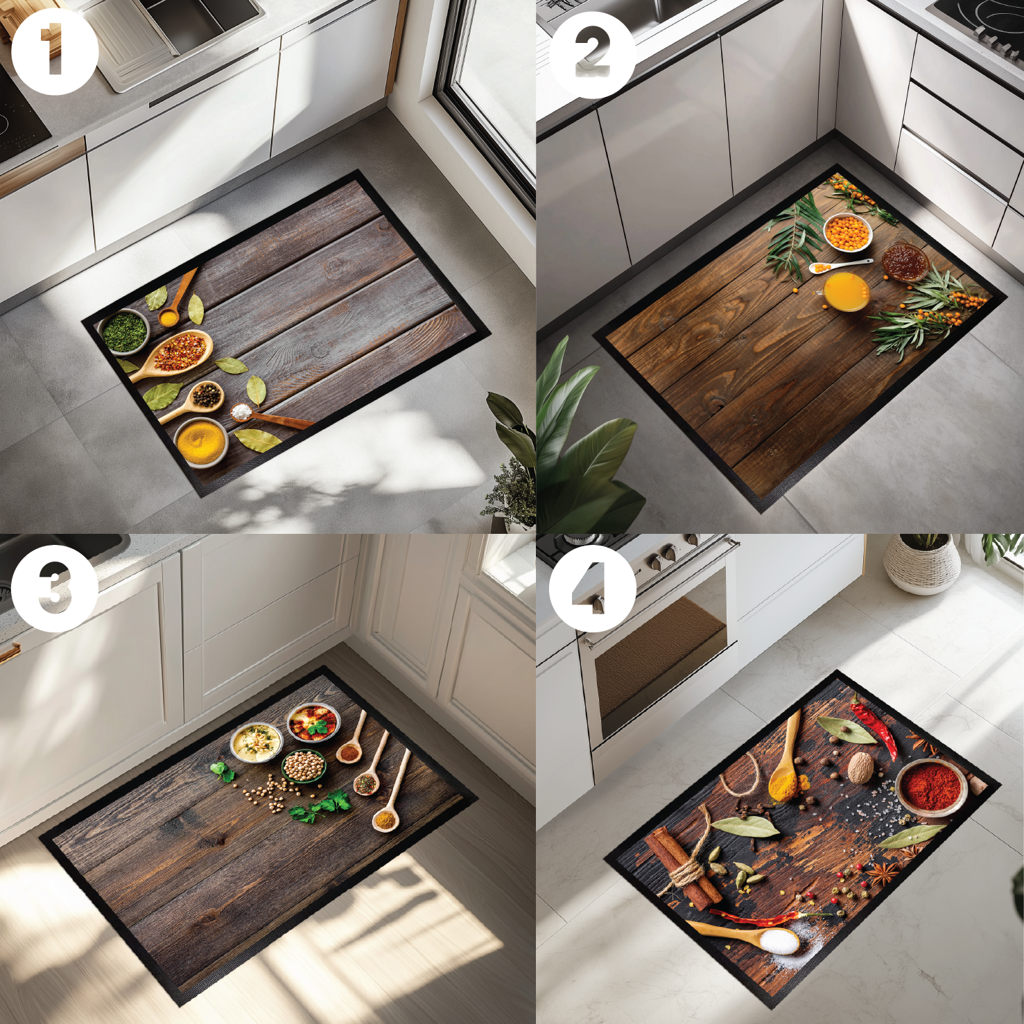Spice up your kitchen with Chef's printed herb floor mat.